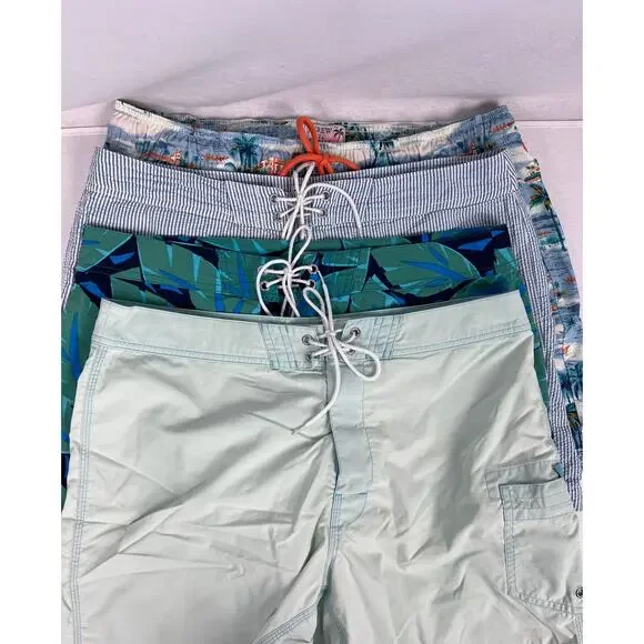 J. Crew Board Shorts Mens Bundle Lot Swimwear Seersucker Tropical Summer Surfer - Picture 1 of 8